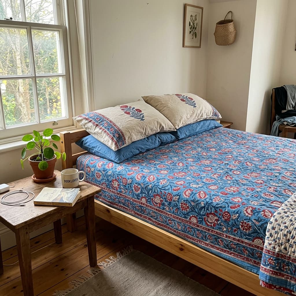 Ananya Sharma - Indigo Flora King Bedsheet