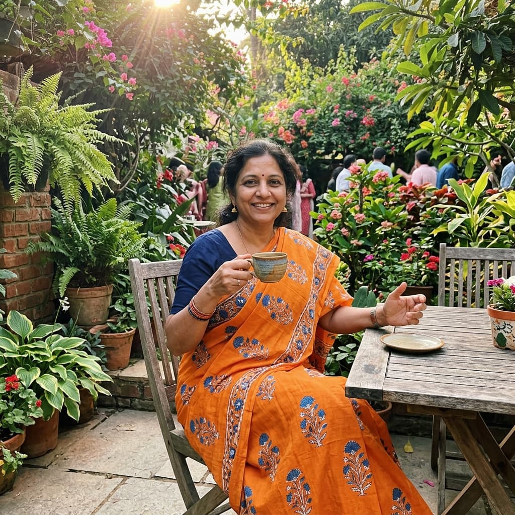 Riya Desai - Saffron Blossom Saree