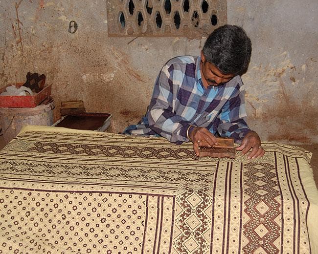 Traditional dabu mud-resist printing process in Rajasthan