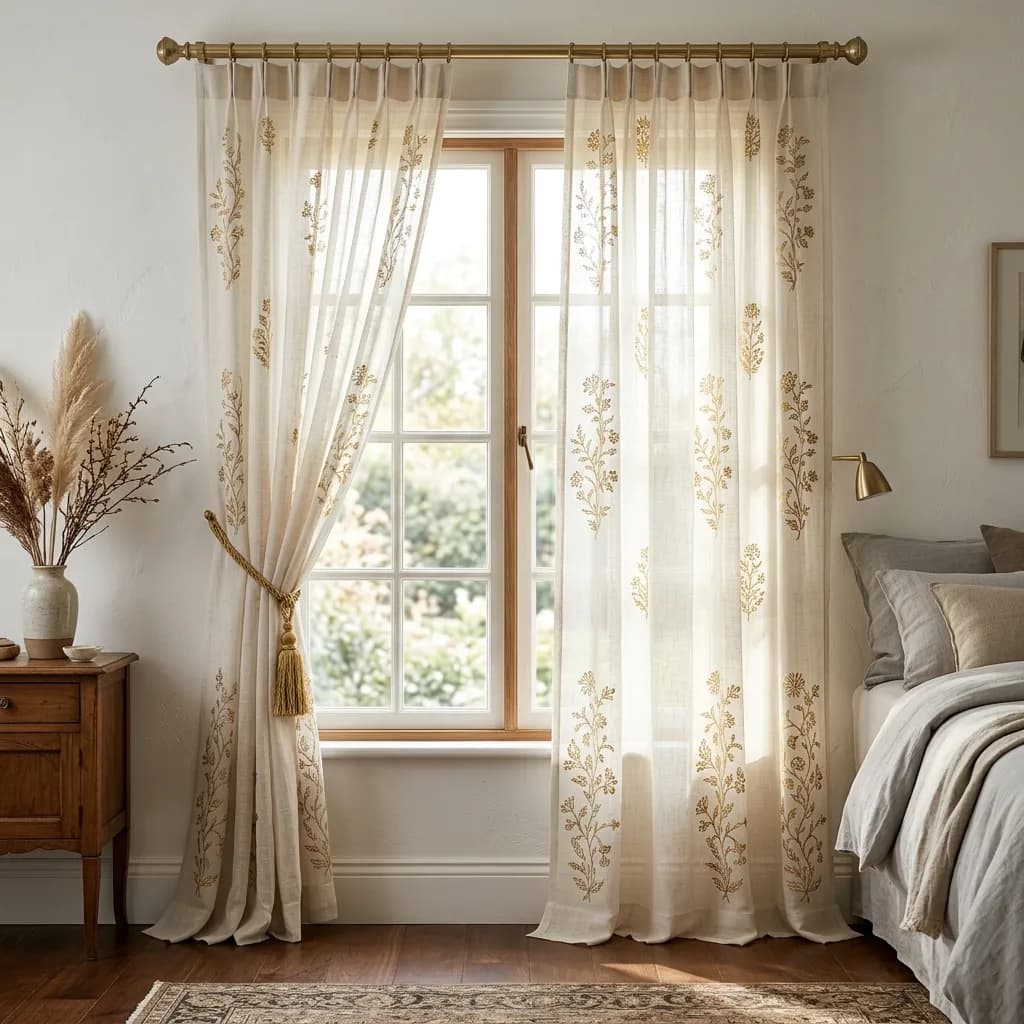 Emma Dubois - Antique Gold Botanical Curtains